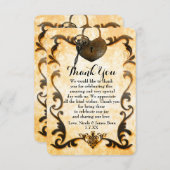 ハートロック＆キー ヴィンテージ アンティーク サンクス カード (正面/裏面)