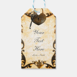 ハートロック＆キー ヴィンテージ ラスティック ウェディング ギフト タグ