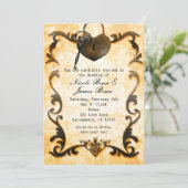 ハートロック＆キー ヴィンテージ ラスティック ウェディング 招待状 (スタンド正面)