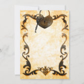 ハートロック＆キー ヴィンテージ ラスティック ウェディング 招待状 (裏面)