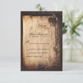 ハートロック&鍵ヴィンテージ結婚式RSVPカード 出欠カード (スタンド正面)