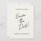 ハートロッケットキュートモダンモノグラムボー結婚ズ セーブザデート (裏面)