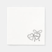 ハートロッケット&ボウイラストレーションカスタムウェディング スタンダードカクテルナプキン (正面)