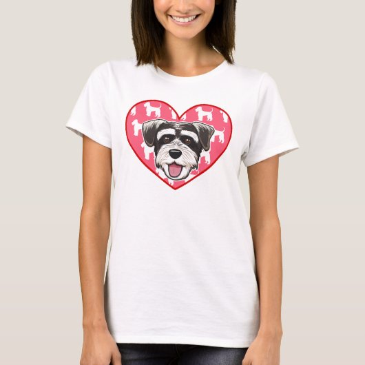 ハート上のシュナウザー Tシャツ (正面)