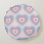 ハート上のトランスフラグの色ぼやけ ラウンドクッション (裏面)