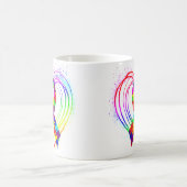 ハート上の自閉症リボン: コーヒーマグカップ (中央)