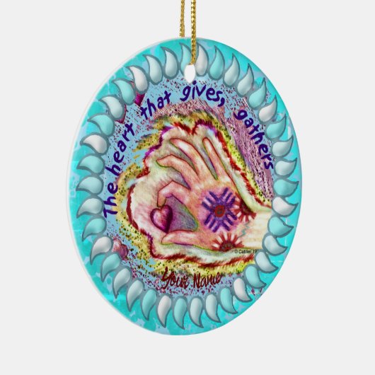 ハート与えギャザークリスチャンオーナメント セラミックオーナメント (右)