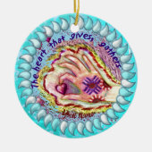 ハート与えギャザークリスチャンオーナメント セラミックオーナメント (正面)