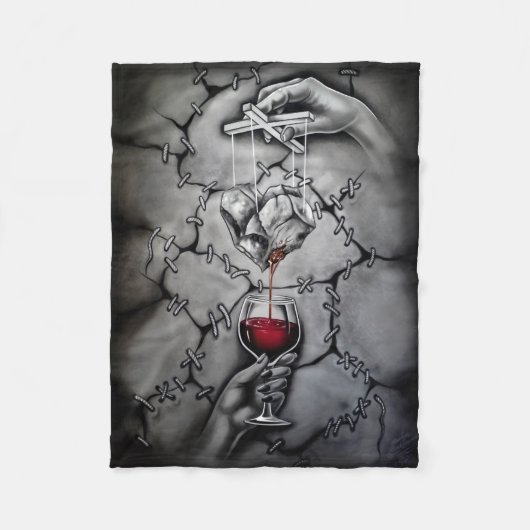 ハート人形 フリースブランケット (正面)