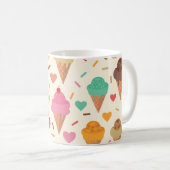 ハート付きのかわいいアイスクリームコーン コーヒーマグカップ (正面右)
