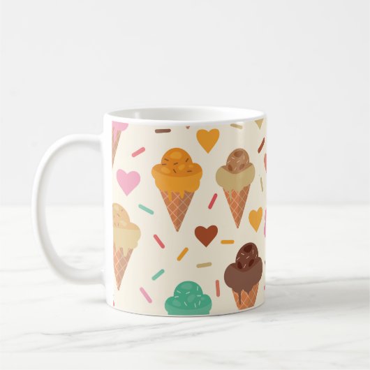 ハート付きのかわいいアイスクリームコーン コーヒーマグカップ (左)
