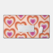 ハート付きのレズビアン国旗のぼやけ色 デスクマット (キーボード&マウス)
