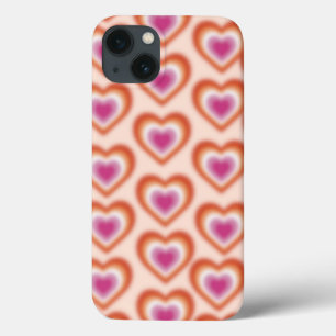 ハート付きのレズビアン国旗のぼやけ色 iPhone 13ケース