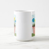 ハート付きの花瓶の想像上の花 コーヒーマグカップ (中央)
