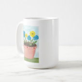 ハート付きの花瓶の想像上の花 コーヒーマグカップ (正面左)