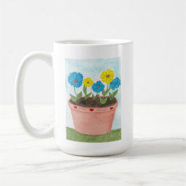 ハート付きの花瓶の想像上の花 コーヒーマグカップ