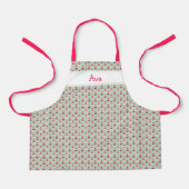 ハート付きカップケーキパーソナライズされたプリントチルドレン エプロン (正面)