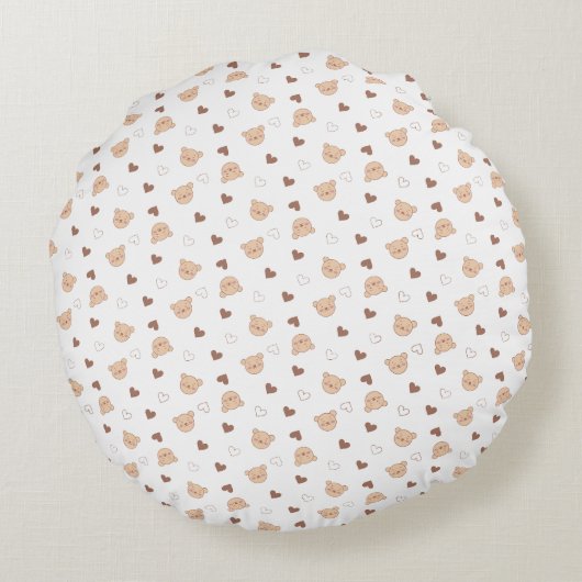 ハート付きテディパターン ラウンドクッション (裏面)