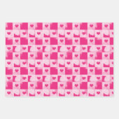 ハート付きバレンタインのピンク色の水洗剤 ラッピングペーパーシート (正面3)