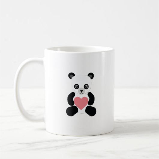 ハート付きパンダのテディベア コーヒーマグカップ (左)