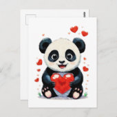 ハート付きパンダ – 愛絵を描愛 ポストカード (正面/裏面)