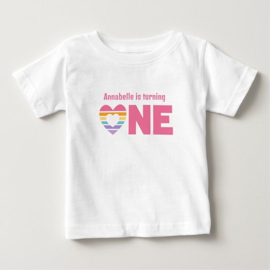ハート付きファーストバースデーTシャツ ベビーTシャツ (正面)