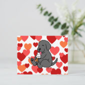 ハート付きブラックラボリックアイスクリーム ポストカード (スタンド正面)