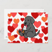 ハート付きブラックラボリックアイスクリーム ポストカード (正面/裏面)