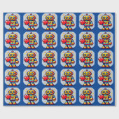 ハート付きロボット – かわいいピクセルアートSci-Fiデザイン ラッピングペーパー (フラット)