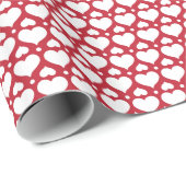 ハート付き北欧赤と白クリスマス ラッピングペーパー (ロールコーナー)