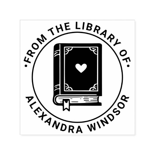 ハート付き図書名付き セルフインキングスタンプ (デザイン)