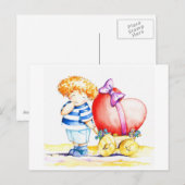 ハート付き少年 ポストカード (正面/裏面)