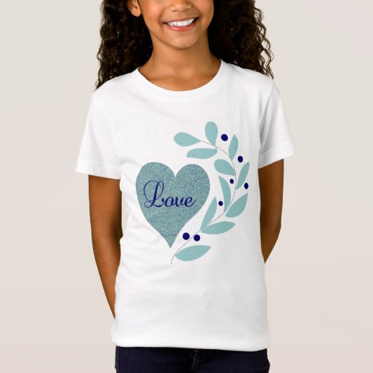 ハート付き愛葉女の子Tee Tシャツ (正面)