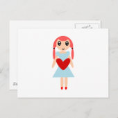 ハート付き漫画の少女 ポストカード (正面/裏面)