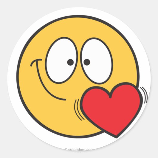 ハート付き絵文字 ラウンドシール (正面)