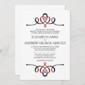 ハート伝統的結婚式招待状 招待状 (正面/裏面)