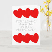 ハート伯母パーソナライズされた結婚周年記念 カード (黄色い花)