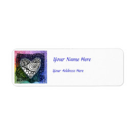 ハート住所 シール-カラフルハート ラベル