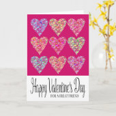 ハート入りハッピーバレンタインデーフレンド カード (黄色い花)