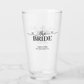 ハート入りファンシーな筆記体で"Bride"と書かれたデザイン ウェディング タンブラーグラス (裏面)