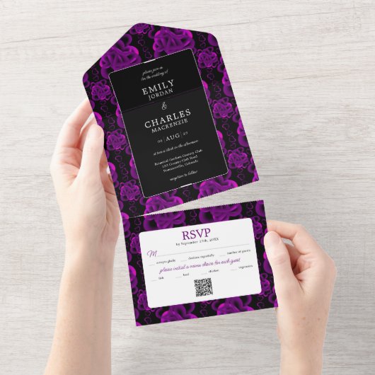 ハート全員の結婚式への招待 オールインワン招待状 (貼ってはがせる)