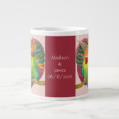 ハート内のパーツ、名前/記念日を使用してパーソナライズ ジャンボコーヒーマグカップ (正面)