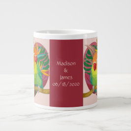 ハート内のパーツ、名前/記念日を使用してパーソナライズ ジャンボコーヒーマグカップ