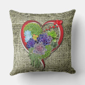 ハート内の多肉植物 クッション (裏面)