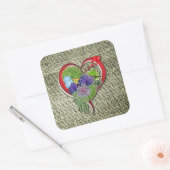 ハート内の多肉植物 スクエアシール (封筒)