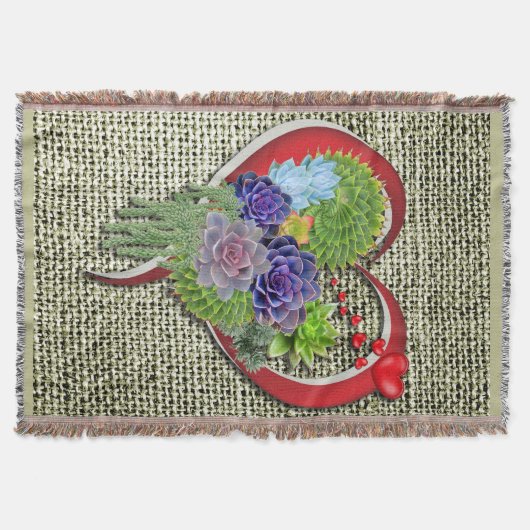 ハート内の多肉植物 スローブランケット (正面)