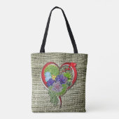 ハート内の多肉植物 トートバッグ (裏面)