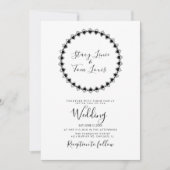 ハート円形フレームブラックジオメトリック結婚ス 招待状 (正面)