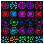 ハート円 | 色数々のの図形 ファブリック (クローズアップ)