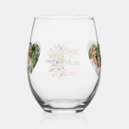 ハート写真とフローラデザイン- Perfect Mother's Day ステムなしワイングラス
